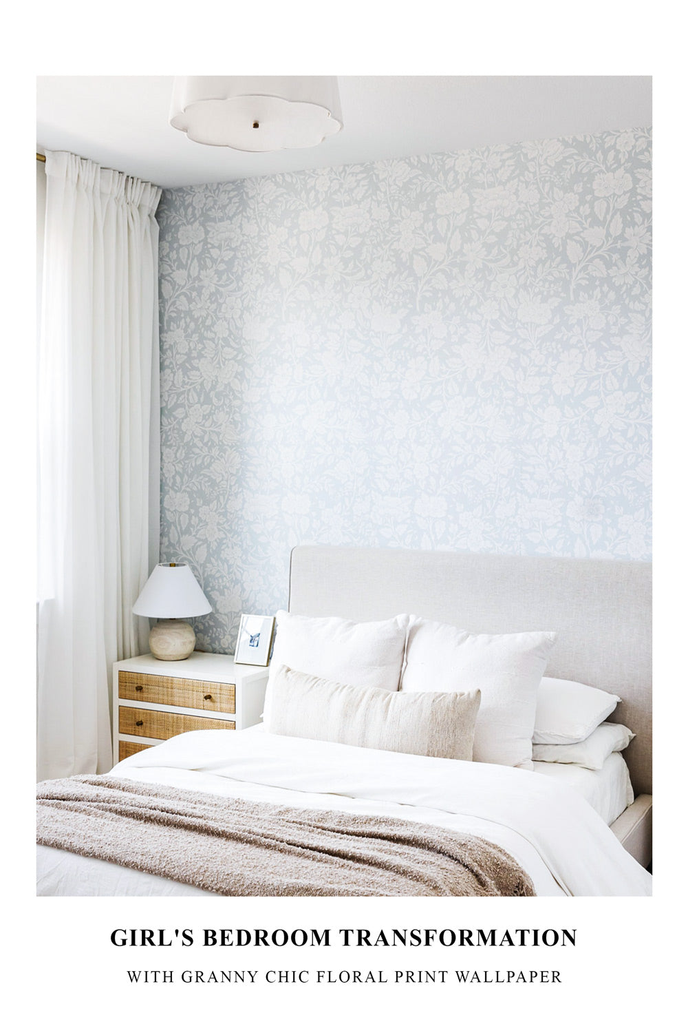 Girl's Bedroom Transformation With Granny Chic Floral Print Wallpaper