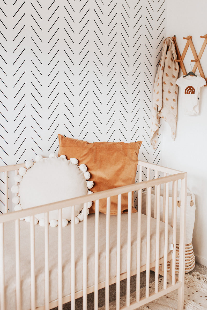 Gender Neutral Nursery with Gray Star Wallpaper  Transitional  Nursery