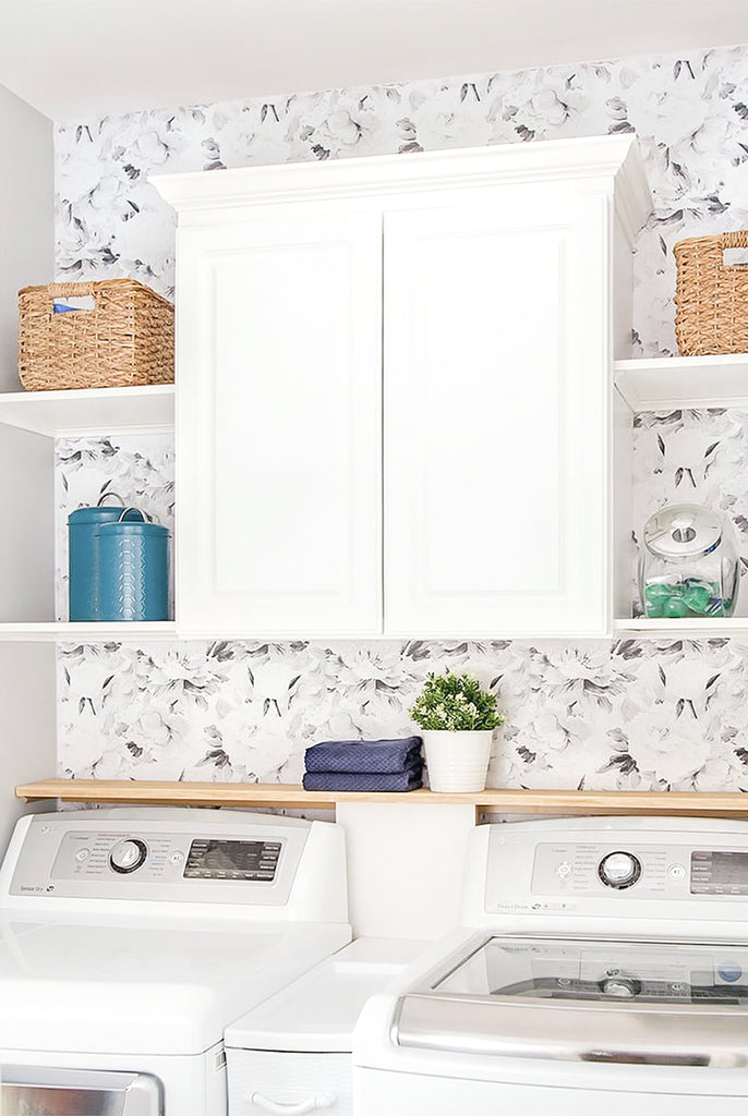 Easy DIY Gorgeous Laundry Room Wallpaper Makeover For 2023