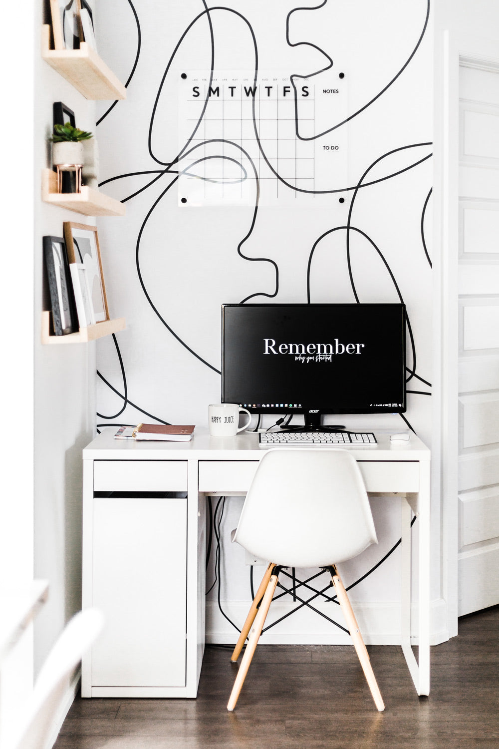Line Art Removable Wall Mural In Office Interior
