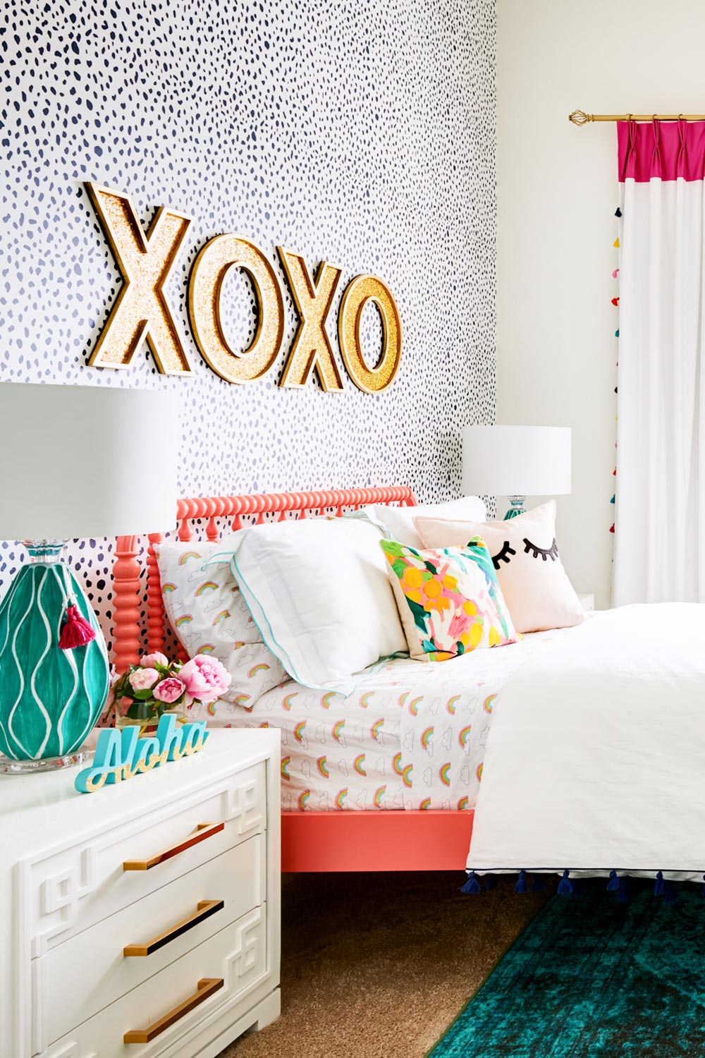 Navy Dalmatian Print Removable Wallpaper Tennage Girl Bedroom Design