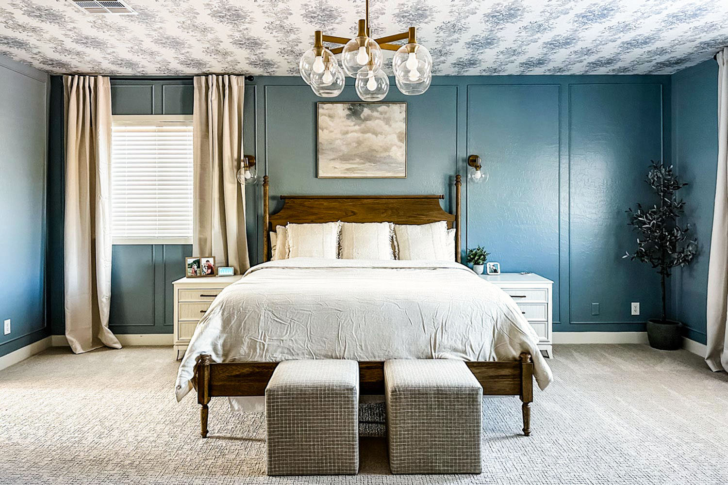Wallpapered ceiling bedroom project