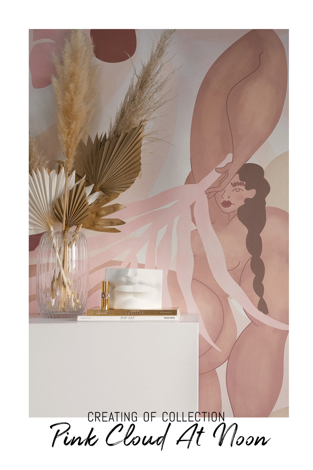Modern bohemian style wall art collection emphasising powerful female figure