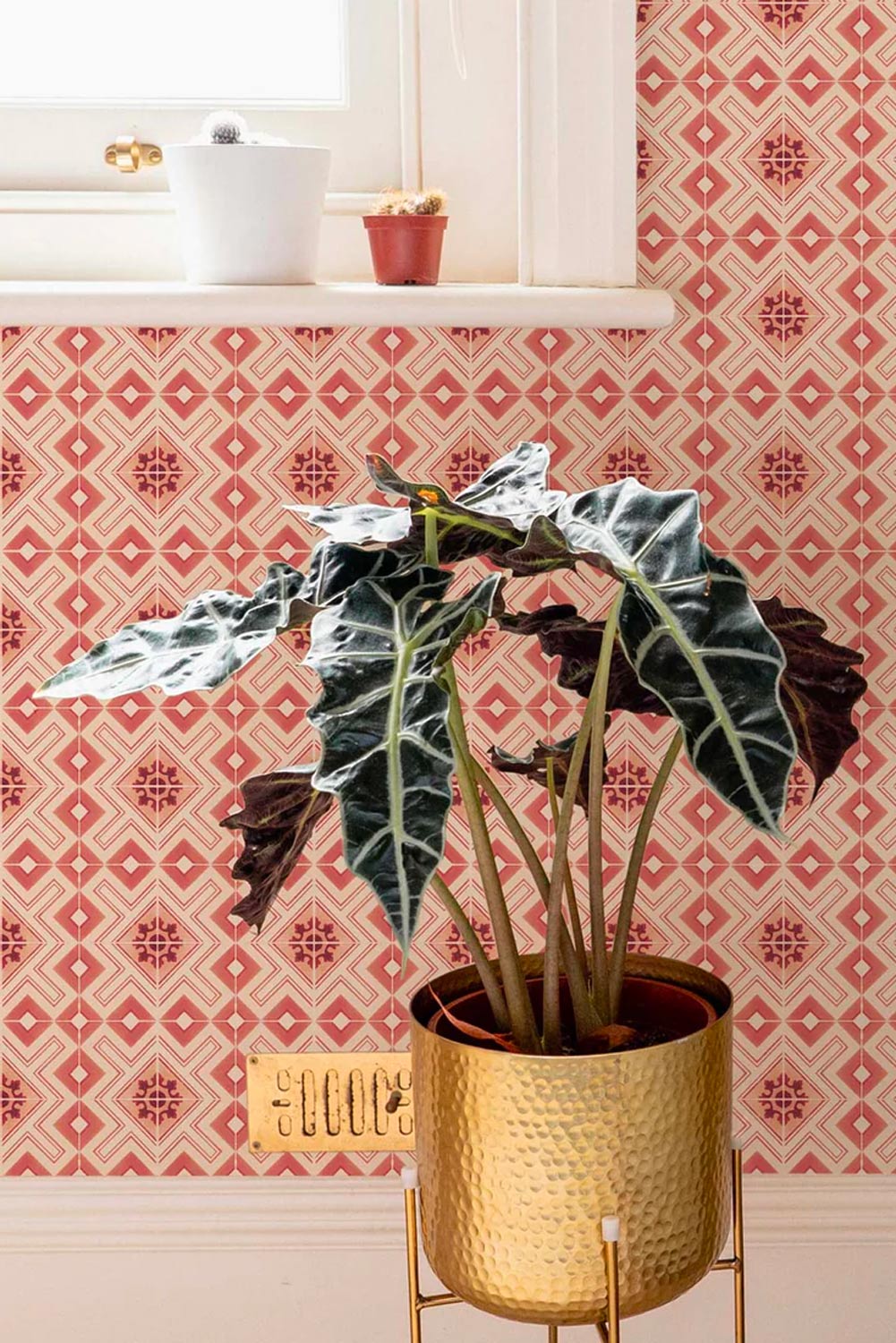 Pink Moroccan Tile Pattern Removable Wallpaper