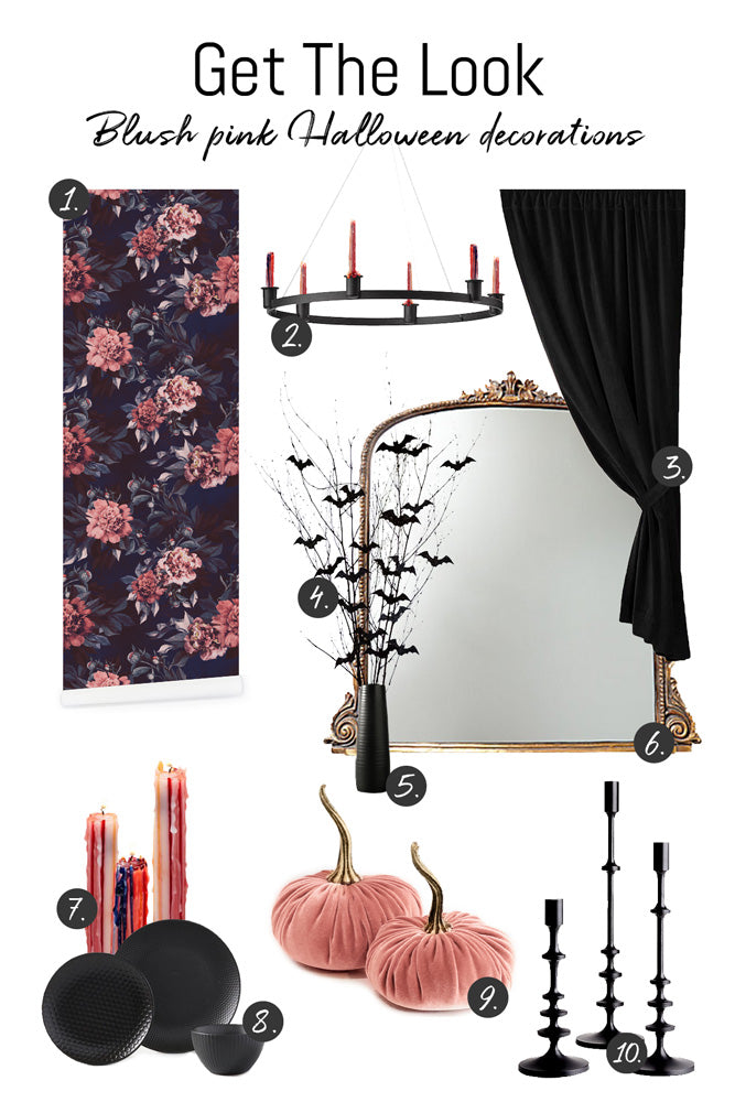 Blush pink halloween party decorations