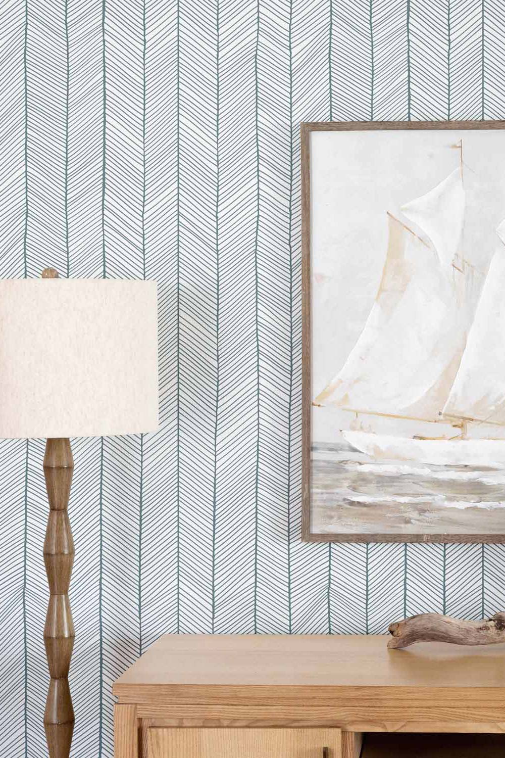 Simple Herringbone Removable Wallpaper In Windy Color