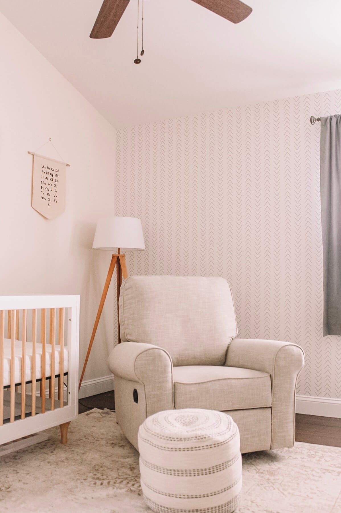 A Neutral Nursery Design with Cloud Wallpaper  Little Crown Interiors