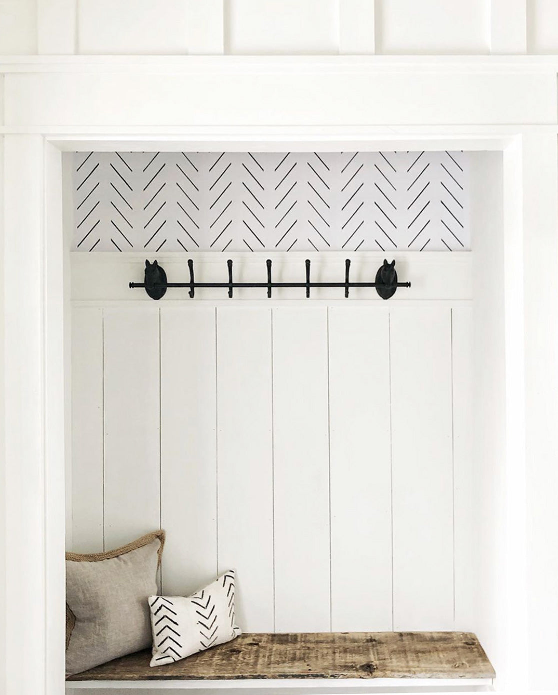 DIY wallpaper project for wallpapered closet nook