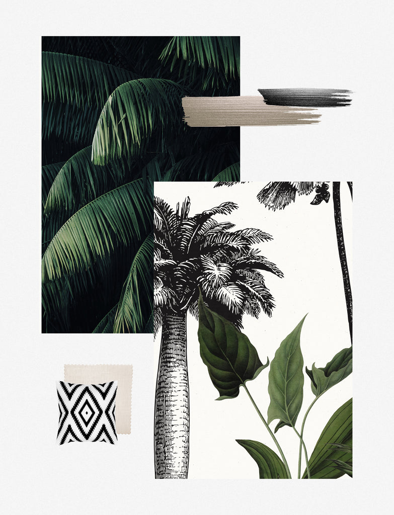 Bohemian jungle inspired wall mural collection
