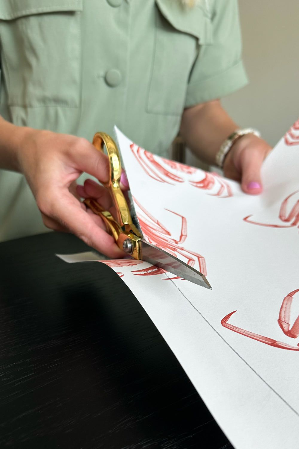 Cutting Out Wallpaper Placemats For A Garden Party