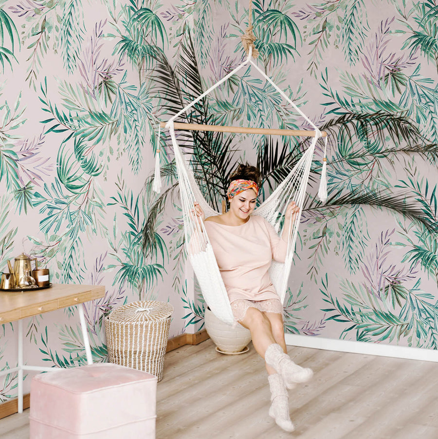 Blush Pink Tropical Wall Mural Livettes