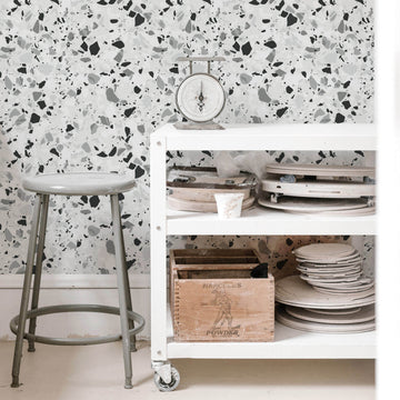 Bright terrazzo print removable wallpaper