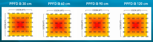 DIGI-LUMEN RETRO LED แผนภูมิ PPFD