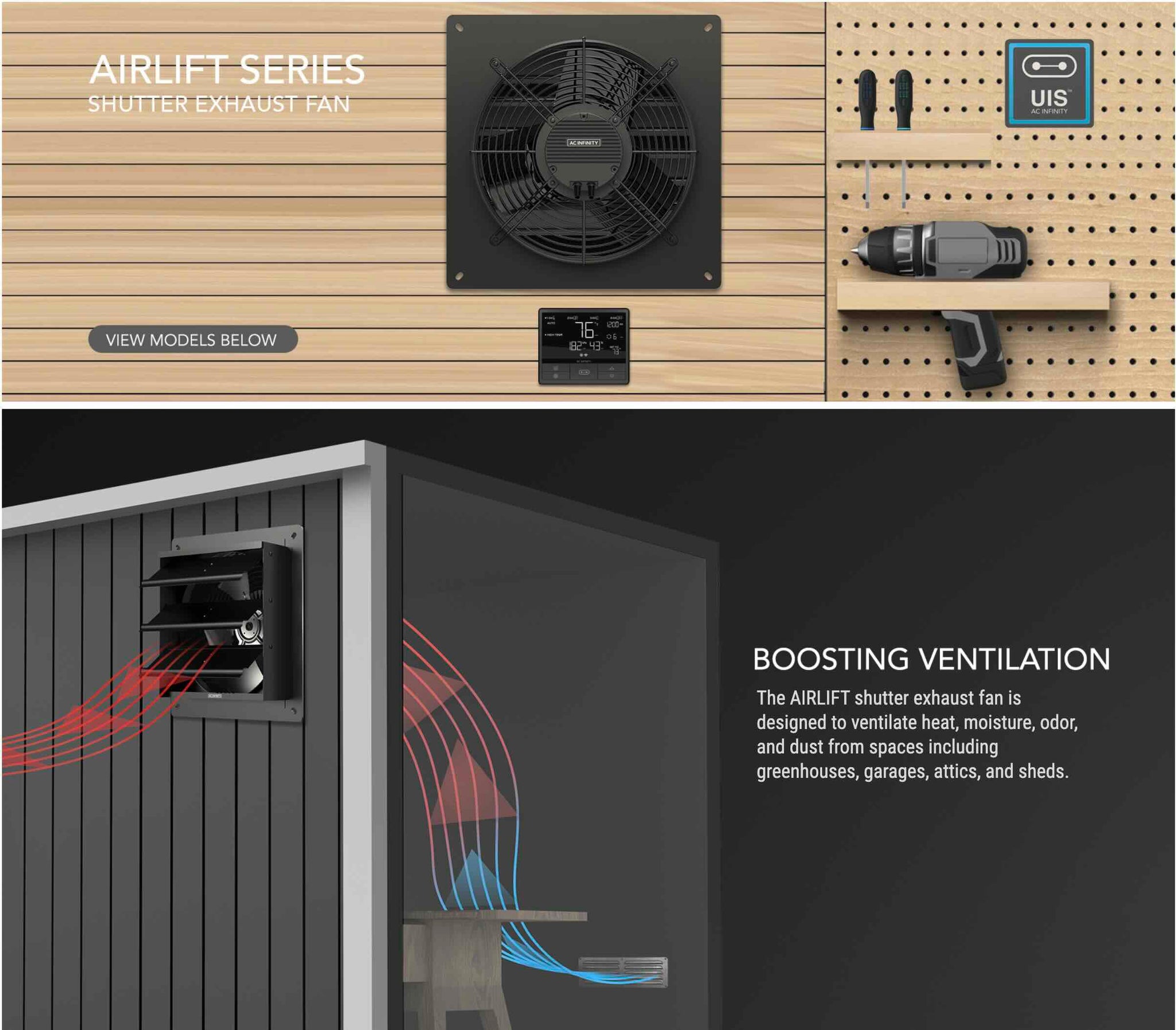 Shutter fans with wifi and high performance exhaust