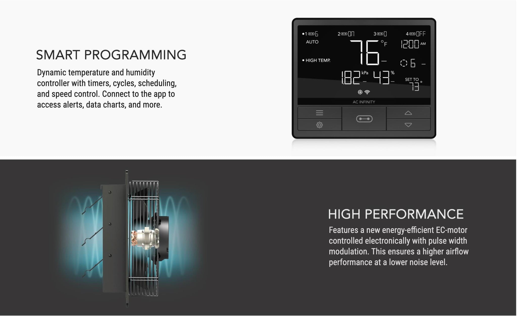 Shutter fans with high performance and smart programming ac infinity