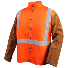 Revco Safety FR Cotton & Cowhide Hybrid Orange Welding Jacket-ShopWeldingSupplies.com