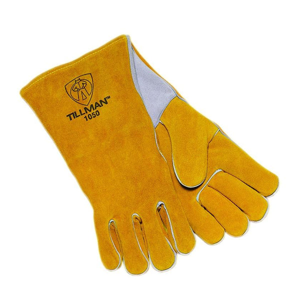 Maximum Safety® Leather Palm Lifting Gloves with Reinforced Padded Palm  Insert - Hi-Vis Yellow Cotton Back, Fingerless