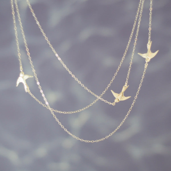 Download Flying Birds Necklace In Silver Gold And Rose Gold Mariana E Jewelry