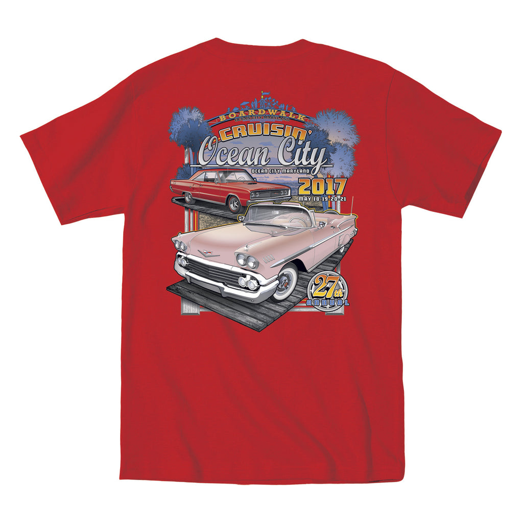 SALE - 2017 Cruisin official classic car show event t-shirt red pocket ...