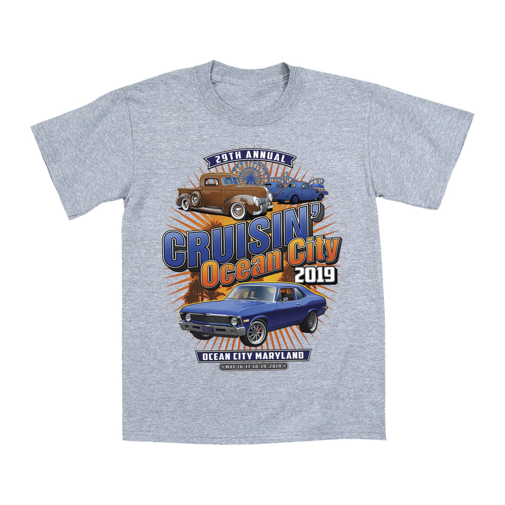 2019 Cruisin official classic car show event youth t-shirt athletic gr ...