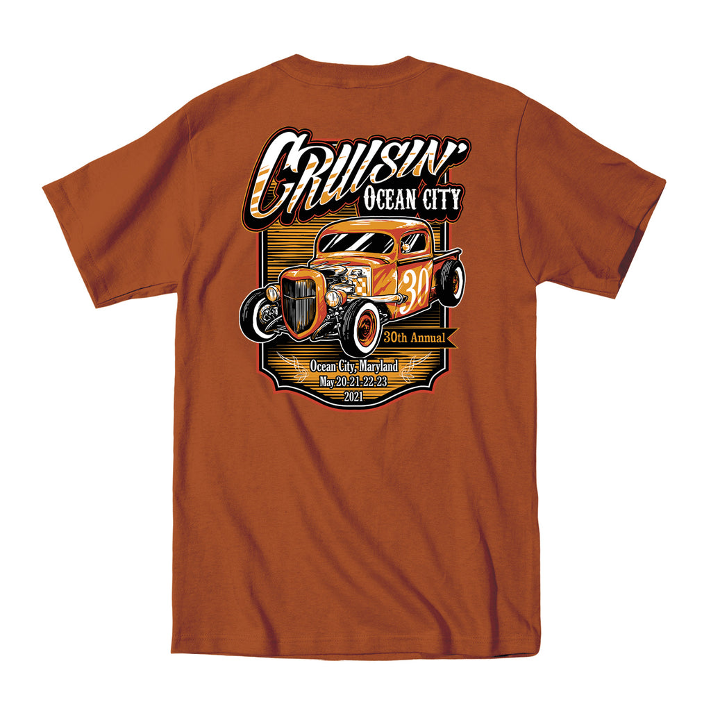 2021 Cruisin official classic car show event t-shirt orange Ocean City ...