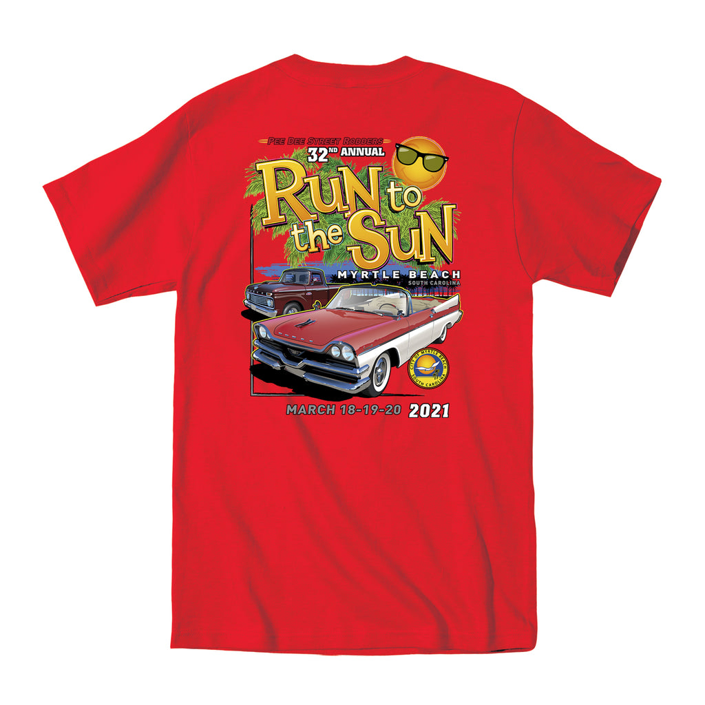 2021 Run to the Sun official car show event t-shirt red Myrtle Beach ...