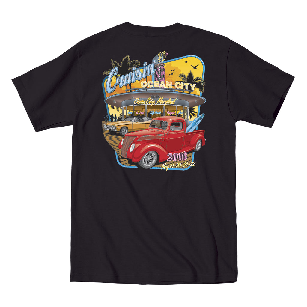 2016 Cruisin official classic car show event t-shirt black Ocean City ...