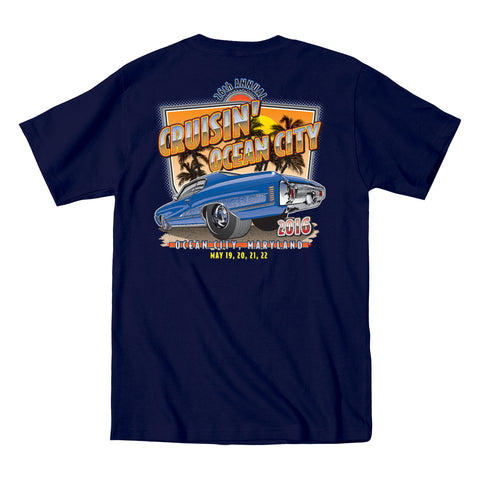 2016 Cruisin official classic car show event t-shirt navy pocket Ocean ...