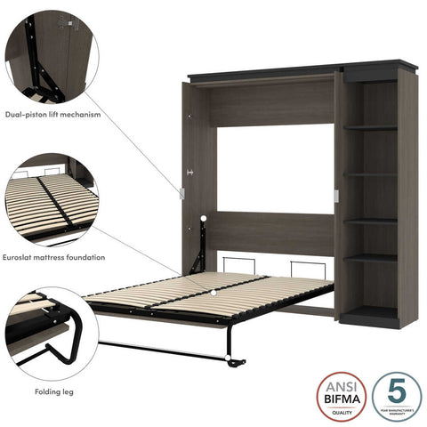 Full Murphy Bed with Narrow Shelving Unit (79W)