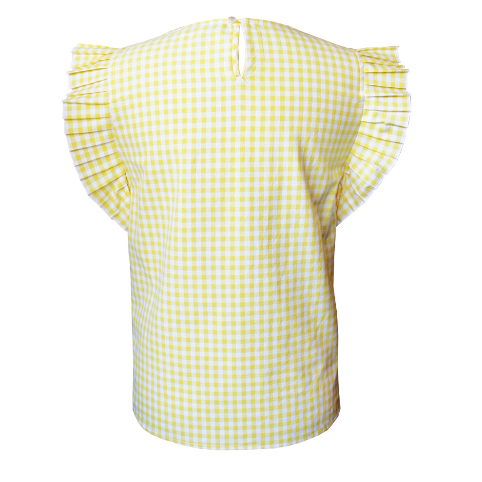 Yellow Gingham Accordion Blouse | NOLA Couture