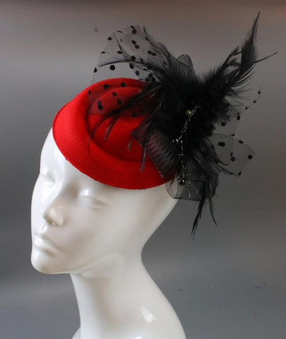 Black and Red Pillbox Fascinator Caprilite UK Online Store Affordable Fascinators