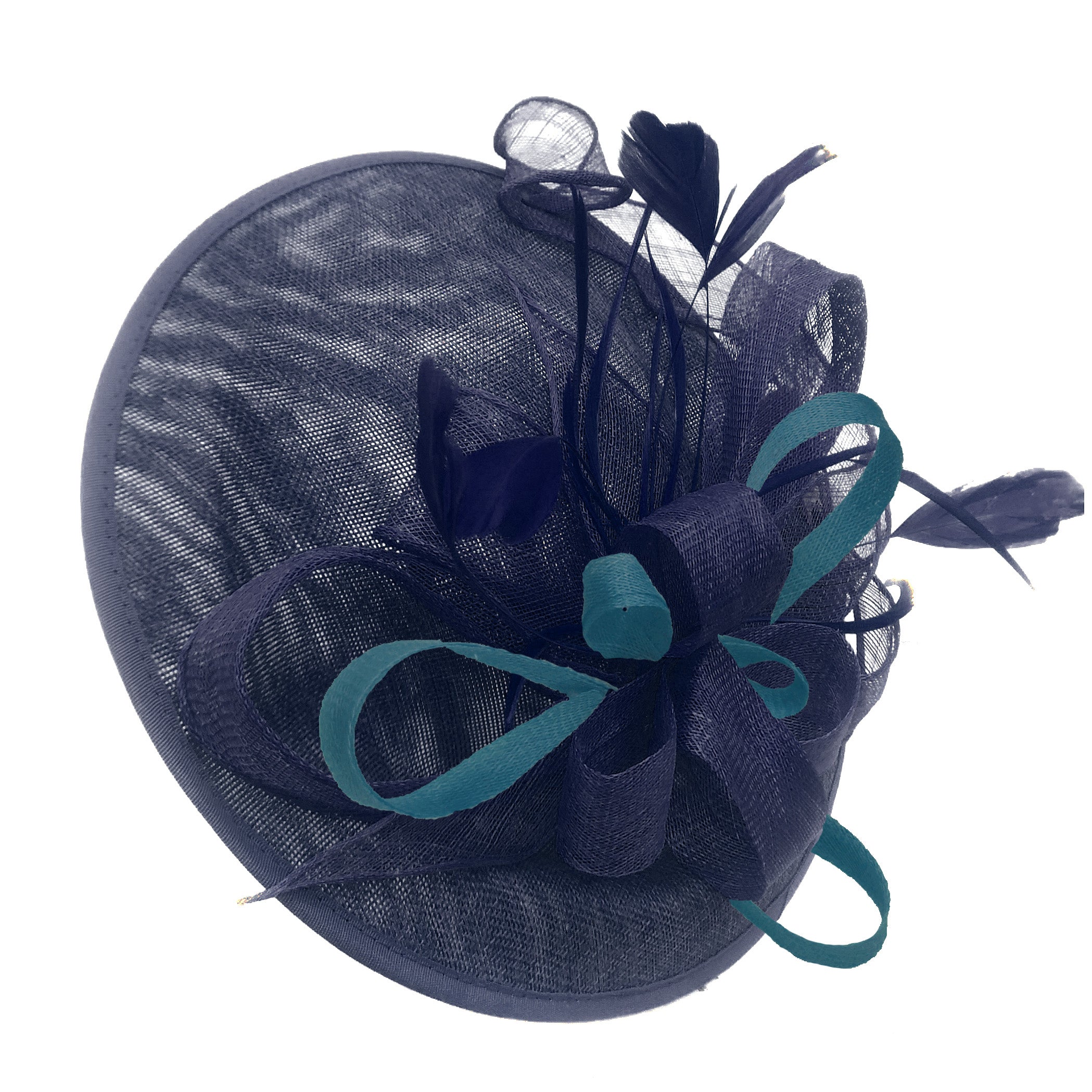 navy and teal fascinator