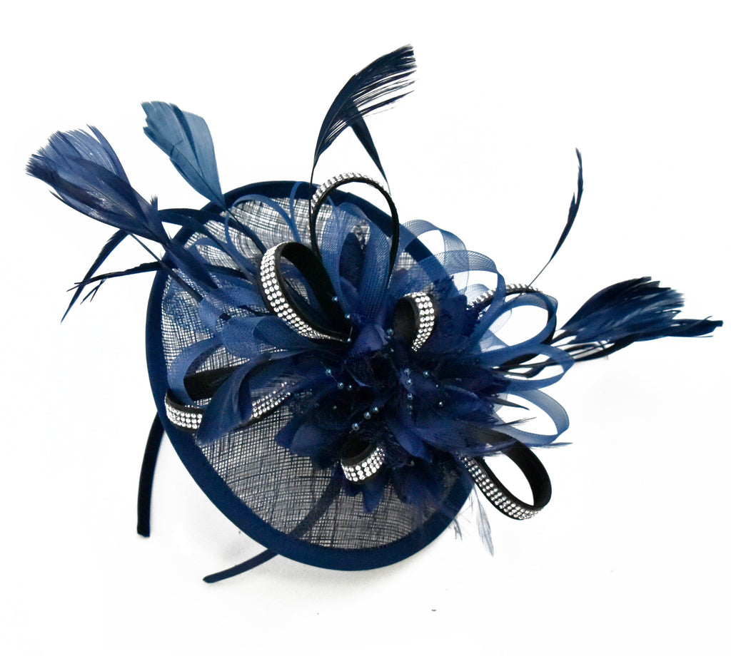 wedding fascinators navy blue