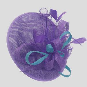 Caprilite Big Saucer Sinamay Lavender Purple & Light Blue Mixed Colour Fascinator On Headband