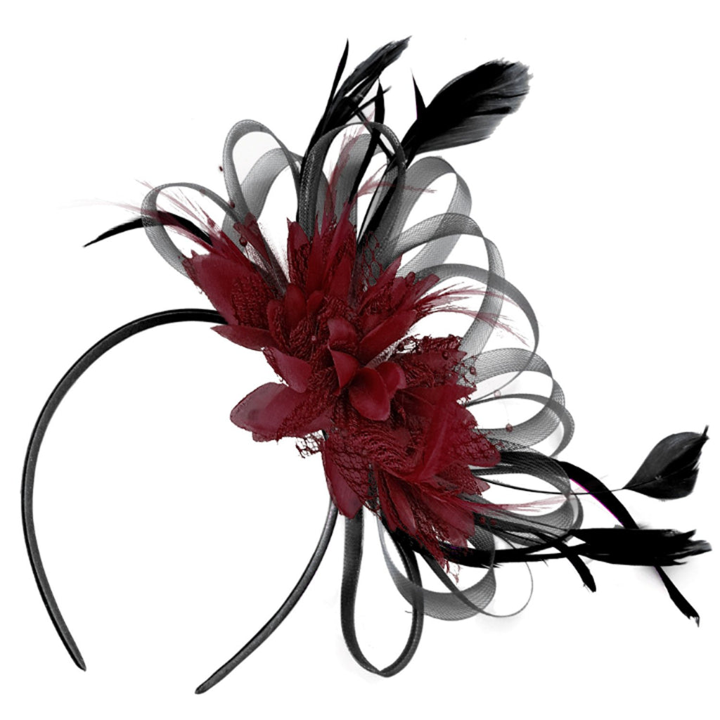 burgundy fascinators for weddings