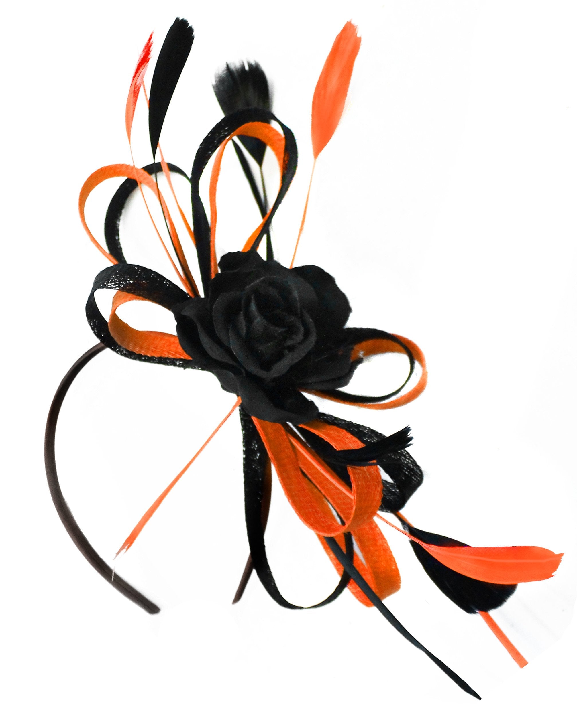 black and burnt orange fascinator