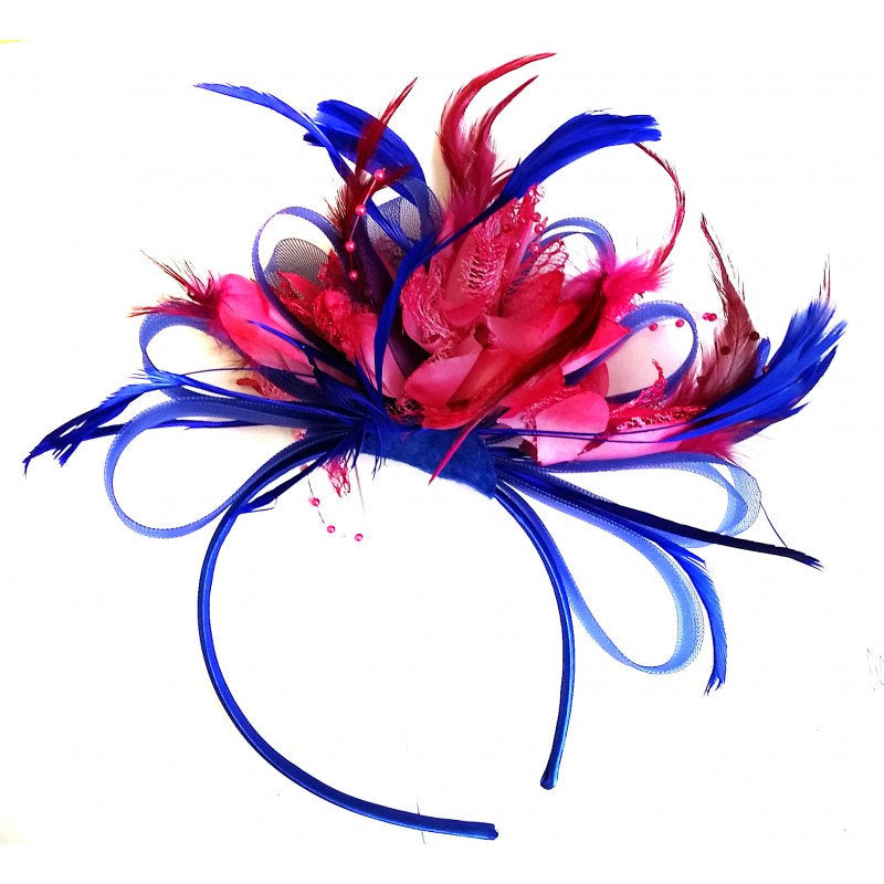 cobalt blue and pink fascinator