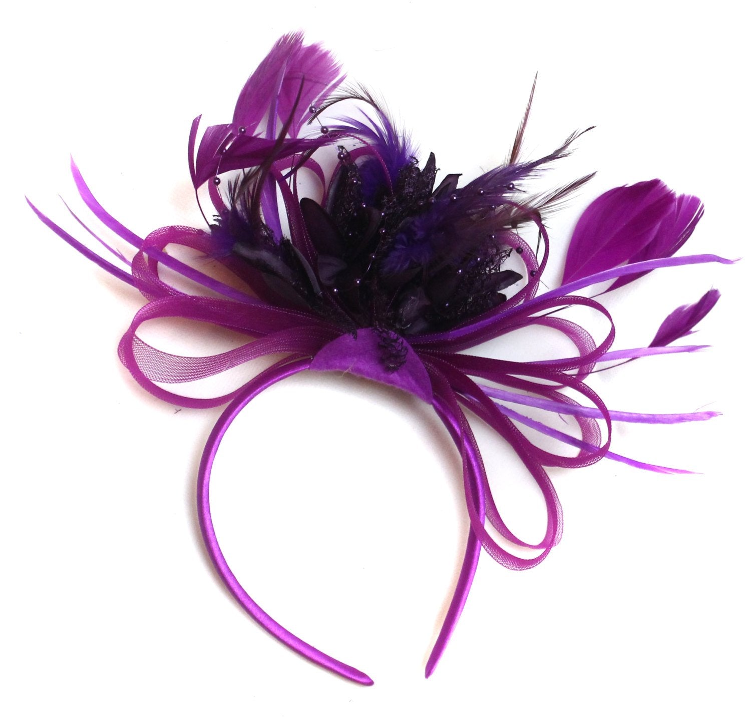 plum coloured fascinator