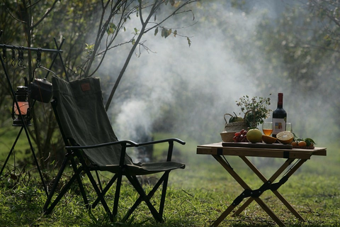 Camping chair near a table