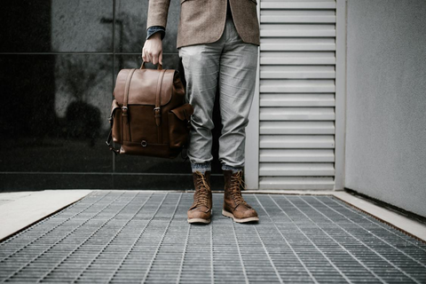 Man with travel essentials