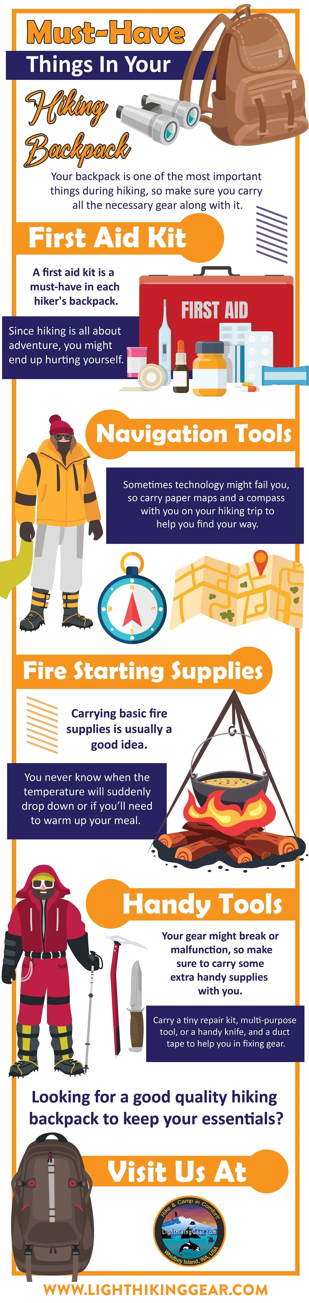 Must-Have Things In Your Hiking Backpack | Infographic