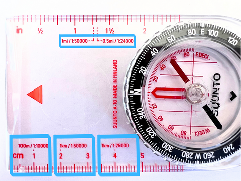 showing distance markers on some compasses