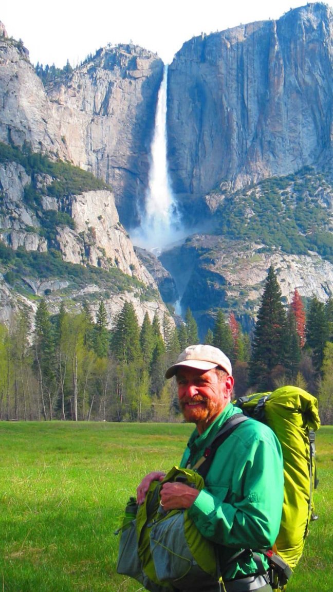 Rich at Yosemite wearing his Aarn Mountain Magic backpack