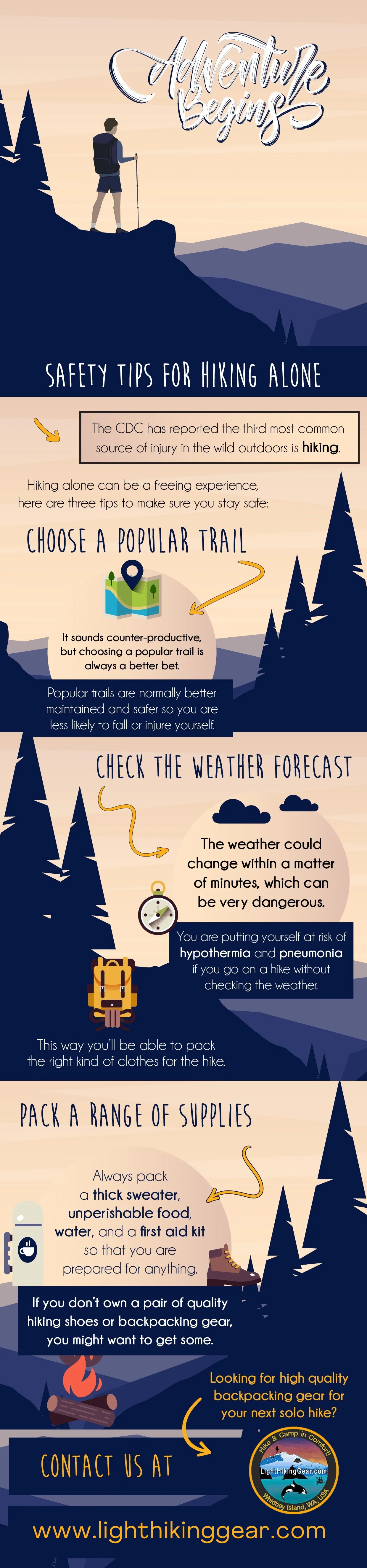 Safety Tips For Hiking Alone | Infographic