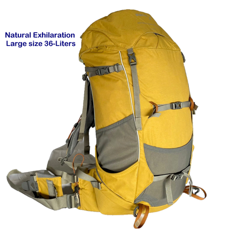 The Aarn Natural Exhilaration 30, 33, 36 Liter Backpack in yellow.