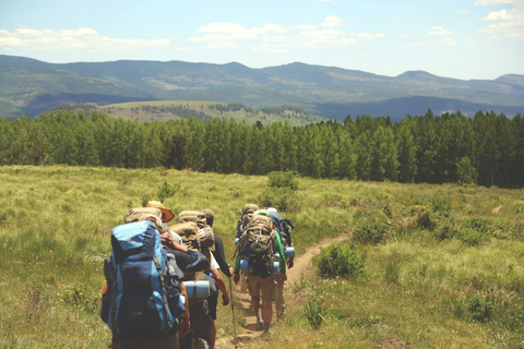 A group of hikers with lightweight hiking backpacks