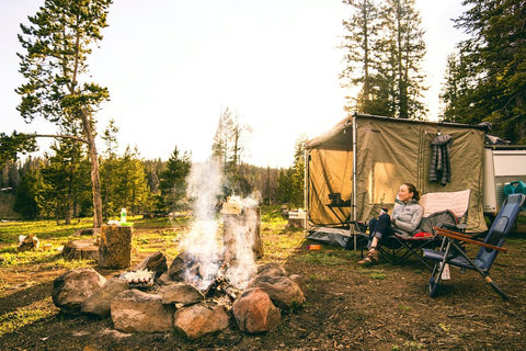 A woman enjoying her outdoor camping trip