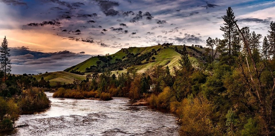 A river and hills in California