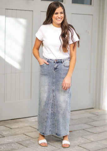 denim maxi skirt