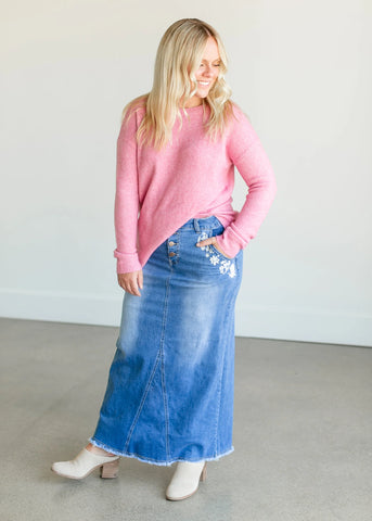 denim maxi skirt